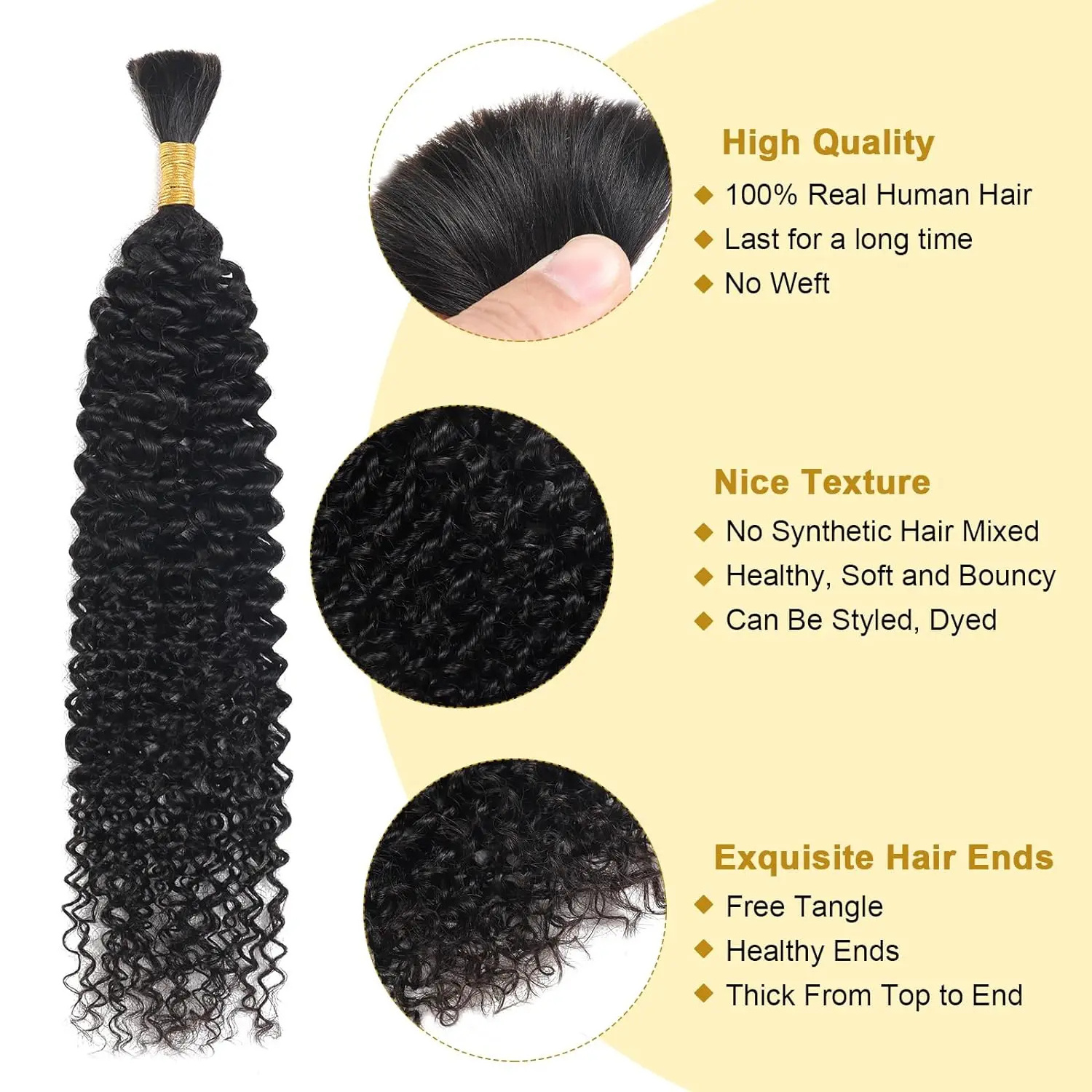 Wholesale Hair Vendors Brazilian Virgin Bundles Cuticle Aligned Hair Extension No Weft Afro Kinky Bulk Human Hair For Braiding