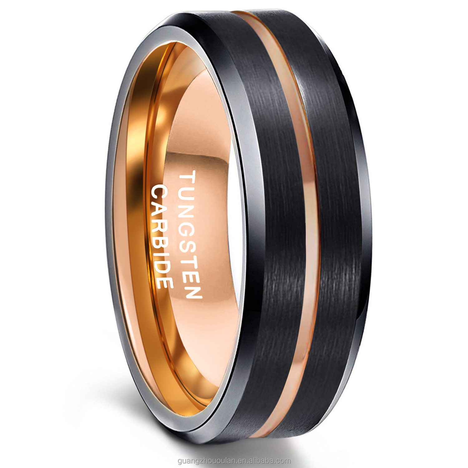 Somen 8mm Free Engraving Men Black Tungsten Carbide Ring Thin Blue Line Inlay Women Wedding Band Fashion Jewelry