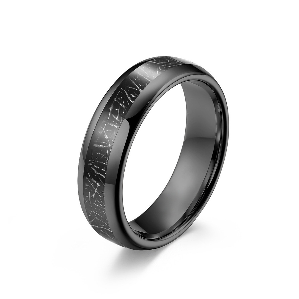 Somen Fashion Jewelry Minimalist Wedding Band 4mm / 6mm / 8mm Black Fabric Inlay Domed Polished Tungsten Carbide Rings for Men