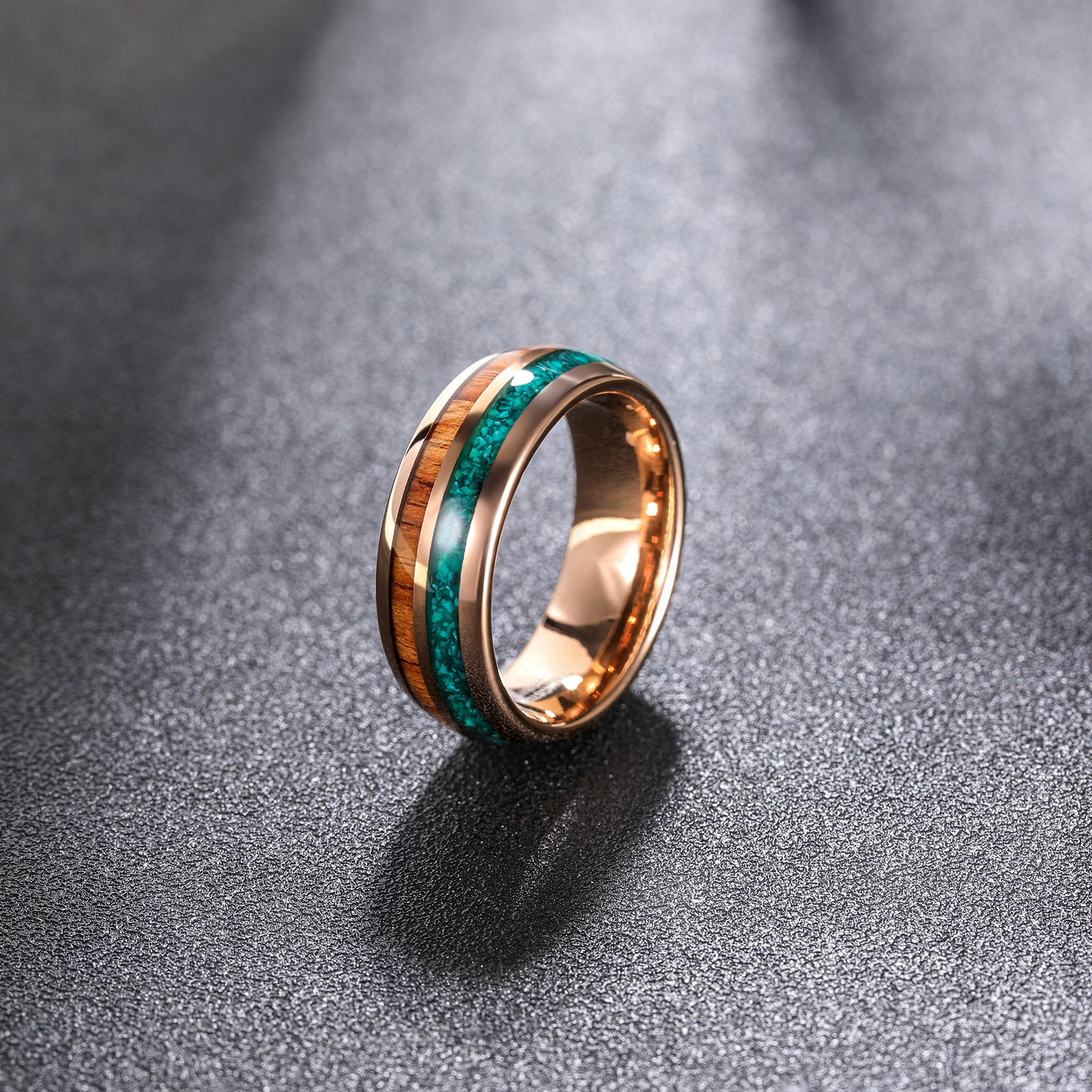 Women 8mm Luxury Series- Antlers Turquoise Tungsten Carbide Rings Vintage Men Rings Wood Inlay Real Opal Rings For Dropshipping