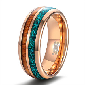 Women 8mm Luxury Series- Antlers Turquoise Tungsten Carbide Rings Vintage Men Rings Wood Inlay Real Opal Rings For Dropshipping