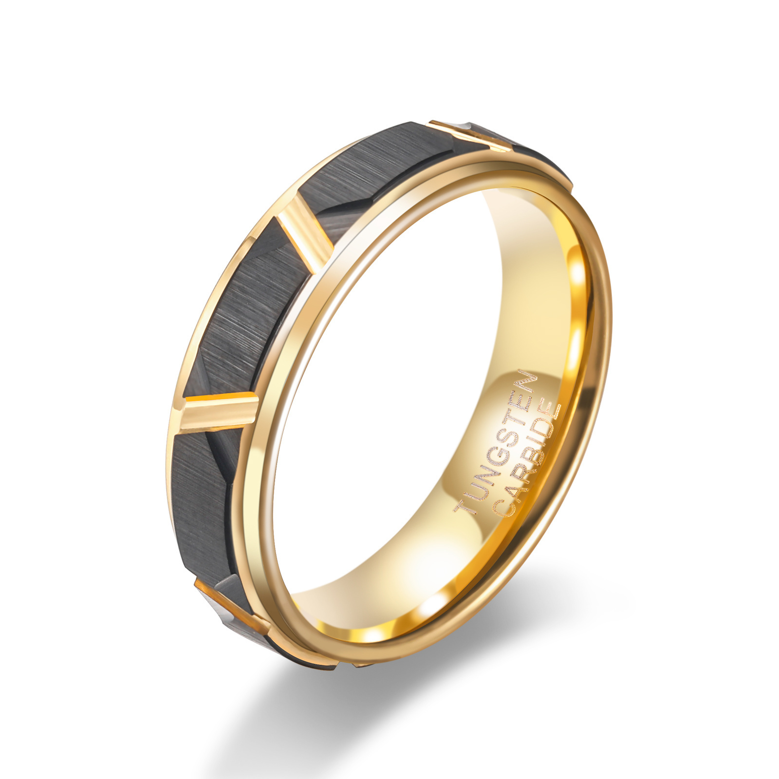 OLAN Customized 8mm Gold Plated Black Brushed Matte Tungsten Carbide Ring for Men Wedding Band Wholesale