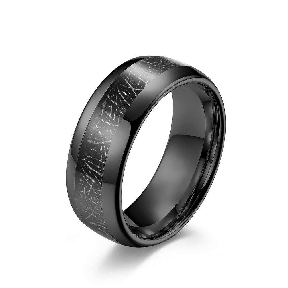 Somen Fashion Jewelry Minimalist Wedding Band 4mm / 6mm / 8mm Black Fabric Inlay Domed Polished Tungsten Carbide Rings for Men