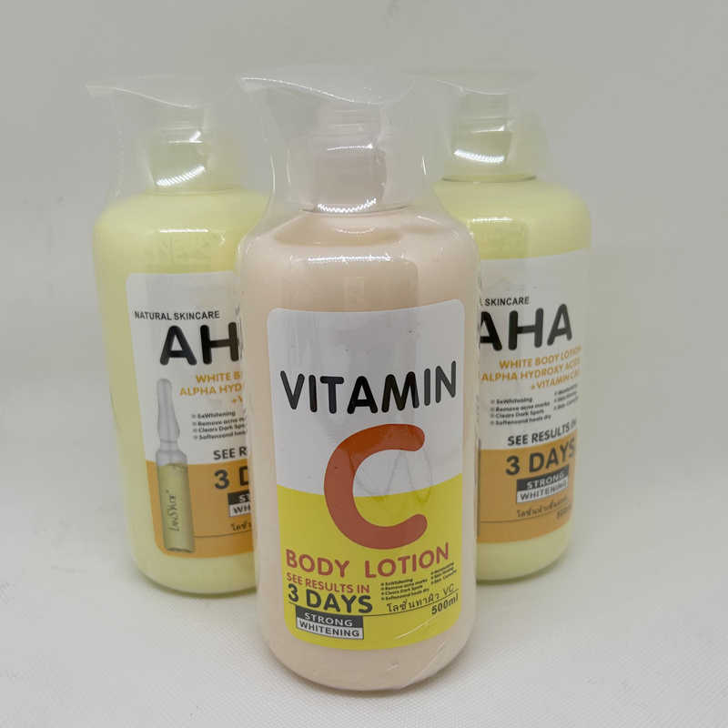 cosmetics products 500ml AHA Fruit Acid Body VE Brightening Moisturizing Whitening Body Lotion Hydroxy Acids Vitamin C lotion