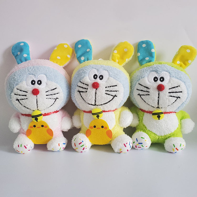 Hot Sale Cartoon Doraemon Colorful Stuffed Animal Toys Cross Dressing Rabbit Hugging Chicken Cute Plush Figure Toys