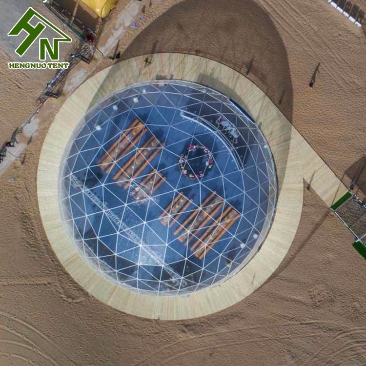 Outdoor transparent big geodesic dome tent with projector screen for party events and festivals