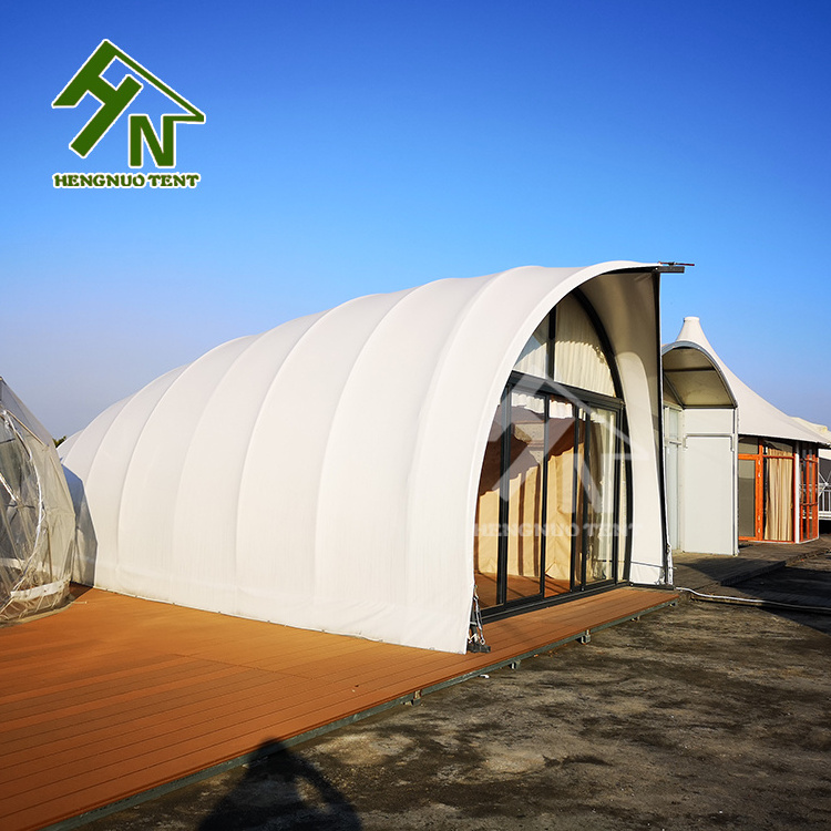 Eco friendly steel structure shell cocoon-like hotel tent with bathroom for camping event