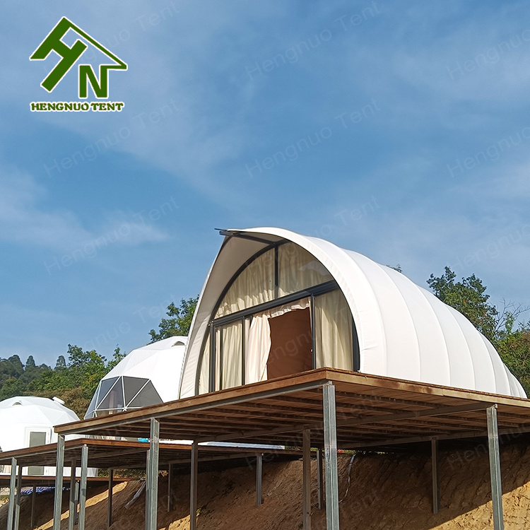 Eco friendly steel structure shell cocoon-like hotel tent with bathroom for camping event