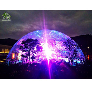 Outdoor transparent big geodesic dome tent with projector screen for party events and festivals