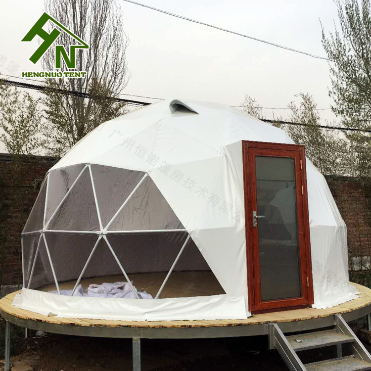 6M 7M 8M Diameter Cozy Outdoor Resort Hotel Camping Dome Tents with Wooden Floor Platform