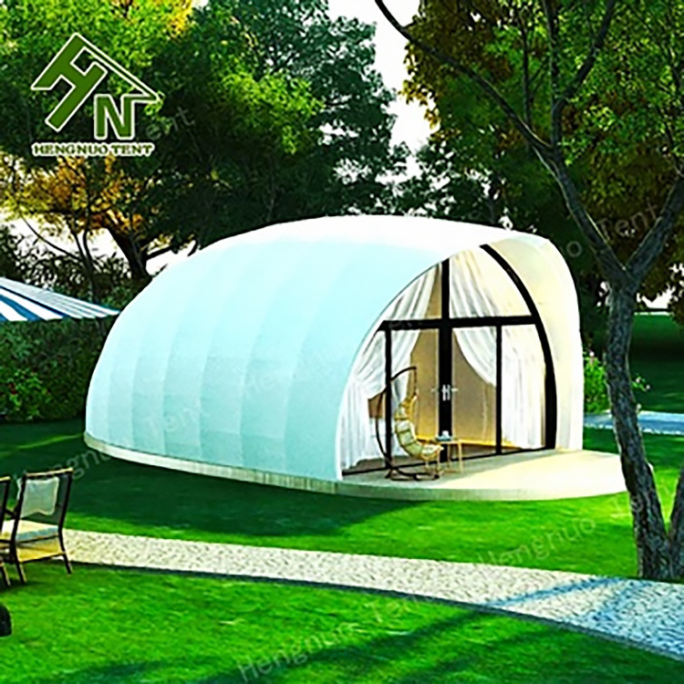 Eco friendly steel structure shell cocoon-like hotel tent with bathroom for camping event