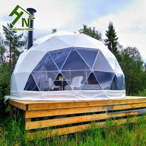 Outdoor prefab house dome camping safari glamping luxury tents with bathroom and solar fan for sale