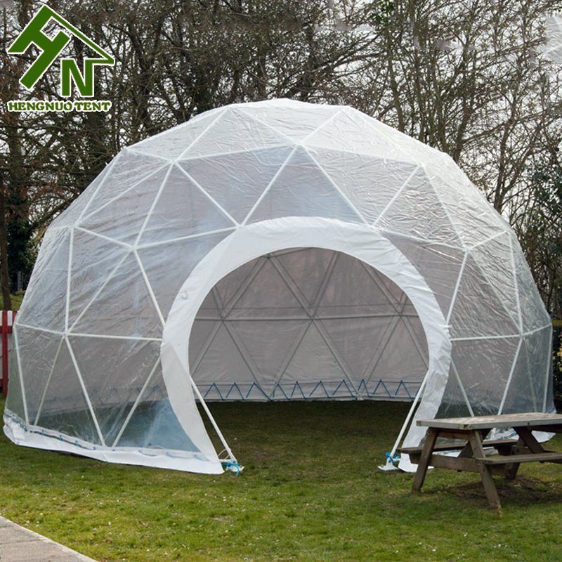 Steel Frame White Transparent PVC Garden Igloo Geodesic Dome Tents For camping green house