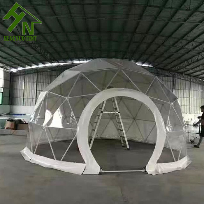 Steel Frame White Transparent PVC Garden Igloo Geodesic Dome Tents For camping green house