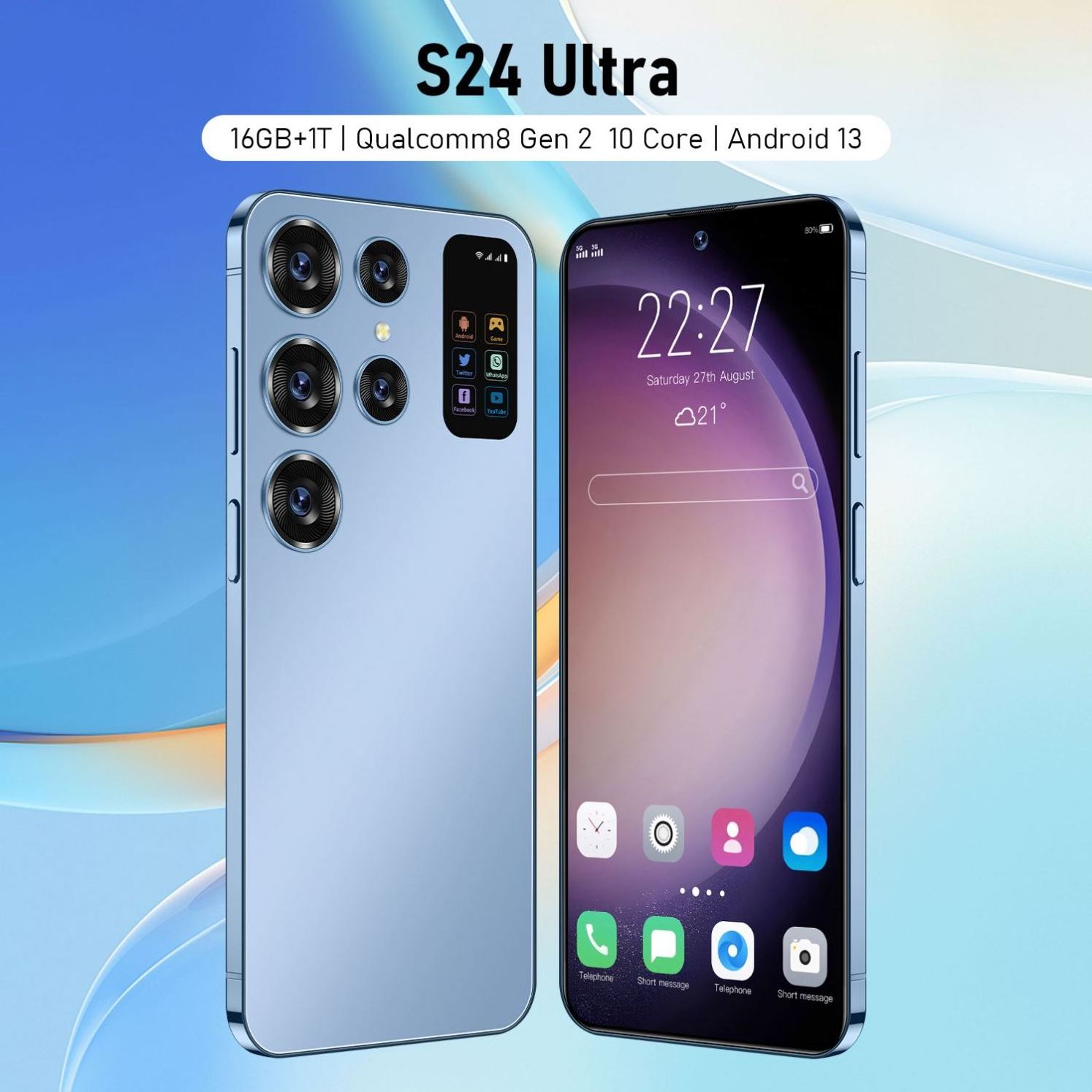 2022 Hot selling new S24 Utra Big Screen Android Smartphone 512GB big memory MTK6899 gaming unlocked handphone 5g smartphone