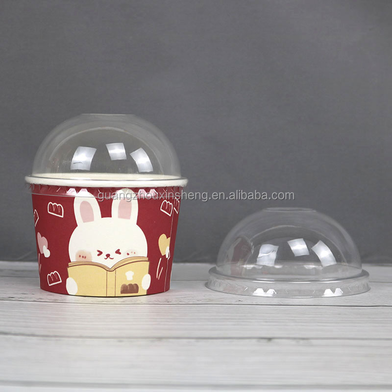 Logo Printed Food Grade Paper Ice Cream Cups With Lid