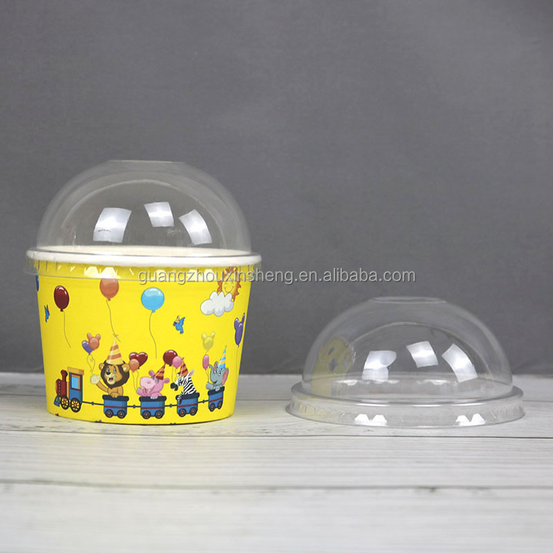 Logo Printed Food Grade Paper Ice Cream Cups With Lid