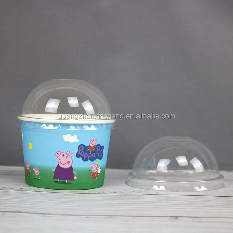 Logo Printed Food Grade Paper Ice Cream Cups With Lid