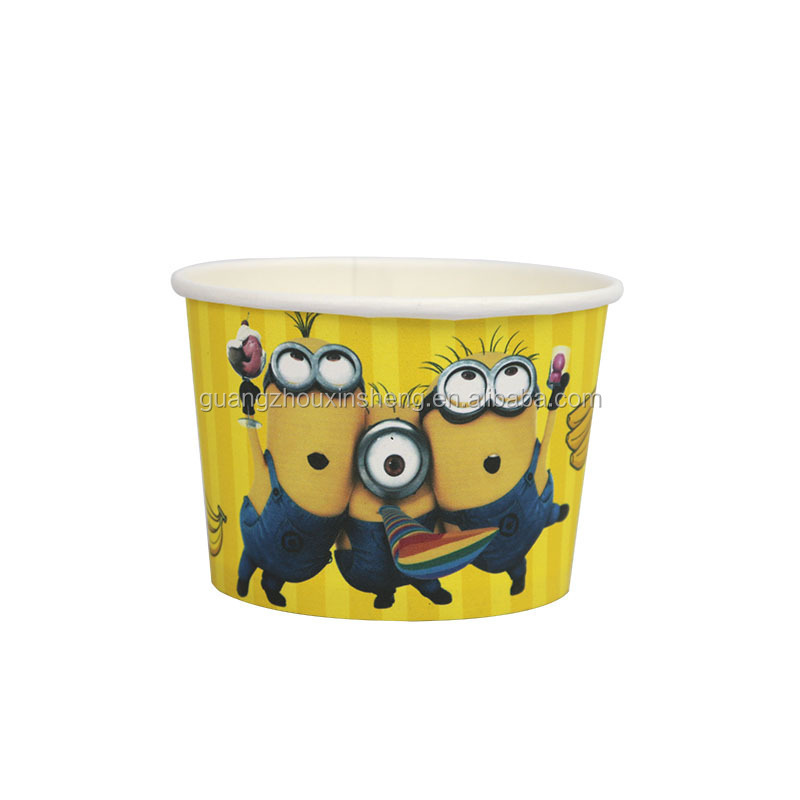 Logo Printed Food Grade Paper Ice Cream Cups With Lid