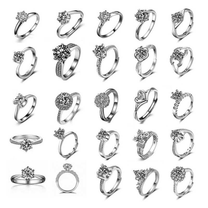 Hot Selling Manufacturer Zircon Jewelry Women's Classic Six Claw One Carat Engagement Wedding Party Open Ring For Women and Men