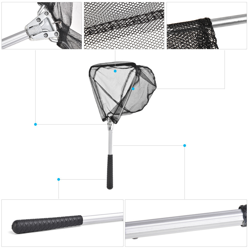 Wholesale Telescopic Landing Net Folding Fishing Pole Extending Fly Carp Course Sea Mesh Fishing Net For Fly Fishing