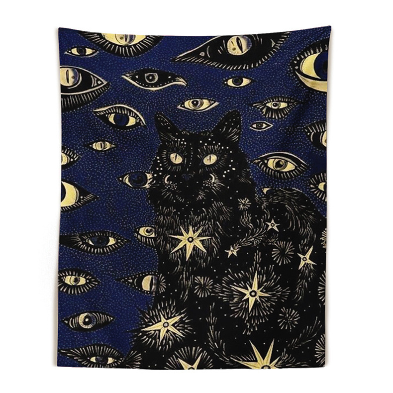 Cat Coven Tapestry Printed Witchcraft Hippie Wall Hanging Bohemian Wall Tapestry Mandala Wall Art Aesthetic Room Decor