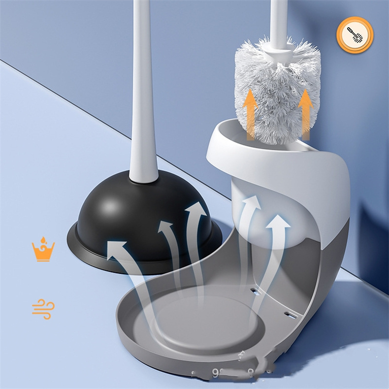 Bathroom Accessories Toilet Cleaning Tool Toilet Brush and Holder Set Toilet Plunger and Bowl Brush Combo with Caddy