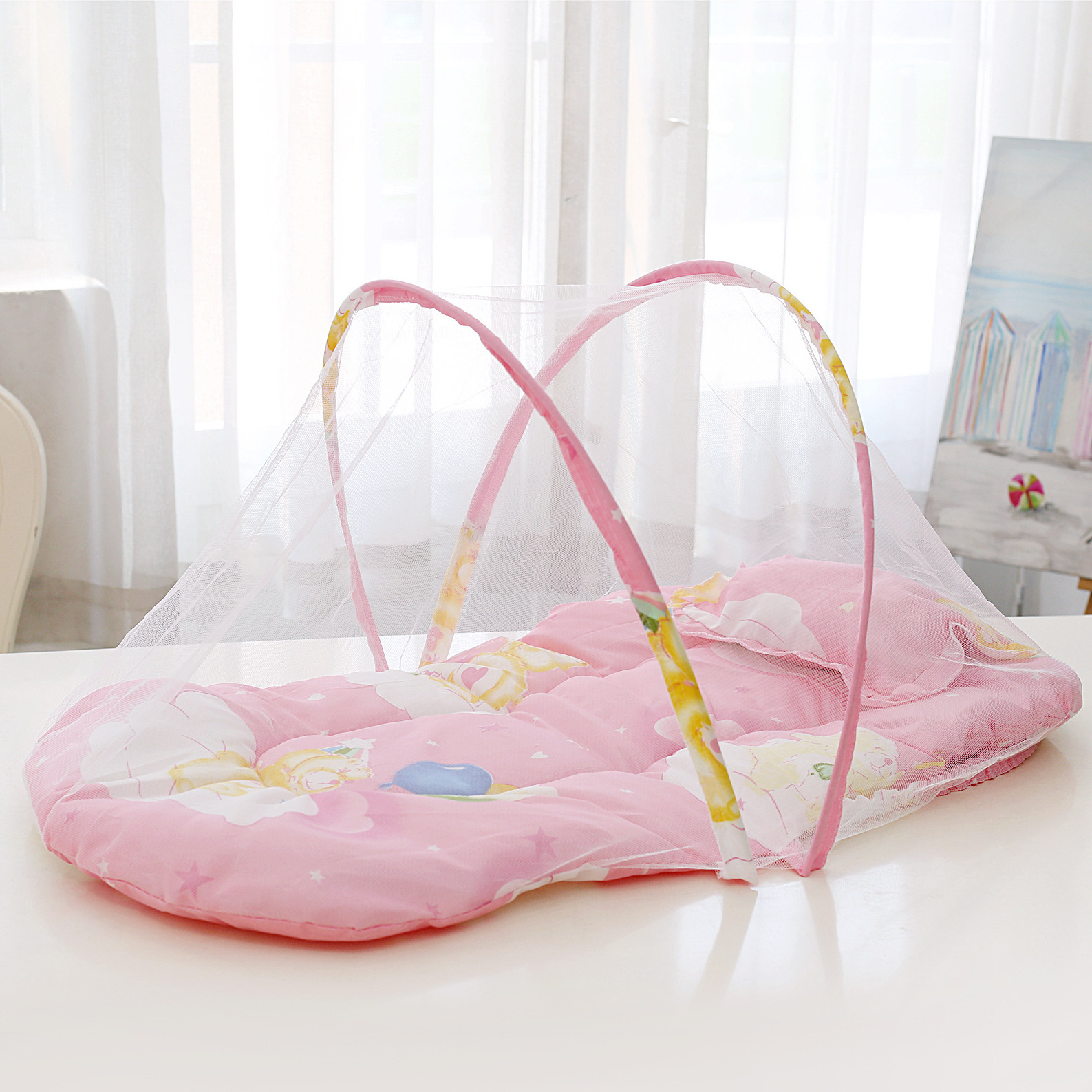 Baby Products Foldable Mosquito Net Tent Newborn Cotton Bed Net Free Installation Portable Mosquito Net For Baby