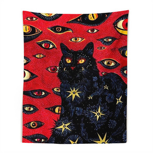 Cat Coven Tapestry Printed Witchcraft Hippie Wall Hanging Bohemian Wall Tapestry Mandala Wall Art Aesthetic Room Decor