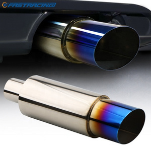 Universal car 2" inlet 3.54" outlet Gases de escape   stainless steel chrome exhaust tips pipes Muffler