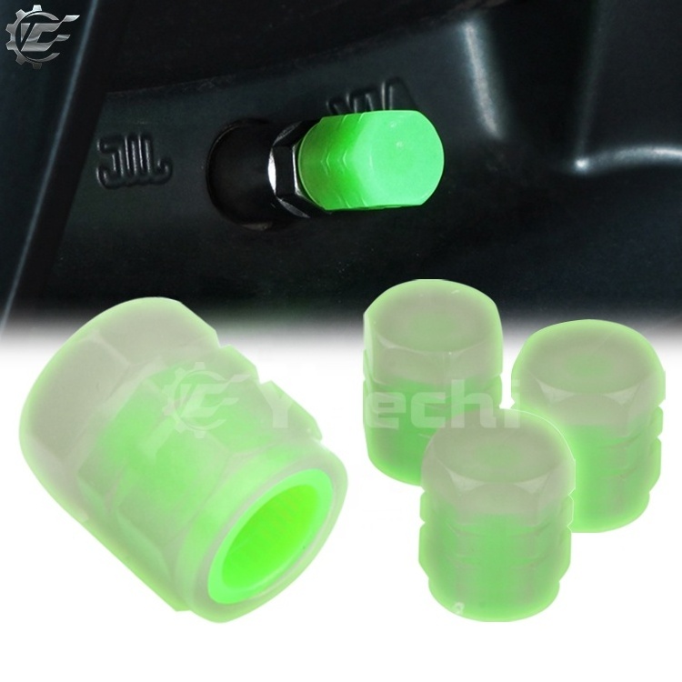 Yuechi Auto Universal Luminous Tire Valve Cap Cover Rubber 4pcs Car Wheel Tire Valve Tyre Rim Stem Covers