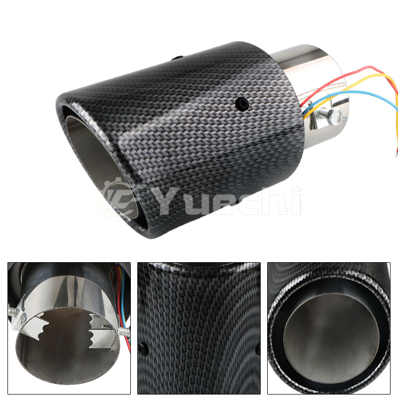 Universal Car Carbon Fiber Luminous Exhaust Tips Red Blue Light Car Led Muffler Exhaust Pipe Tip