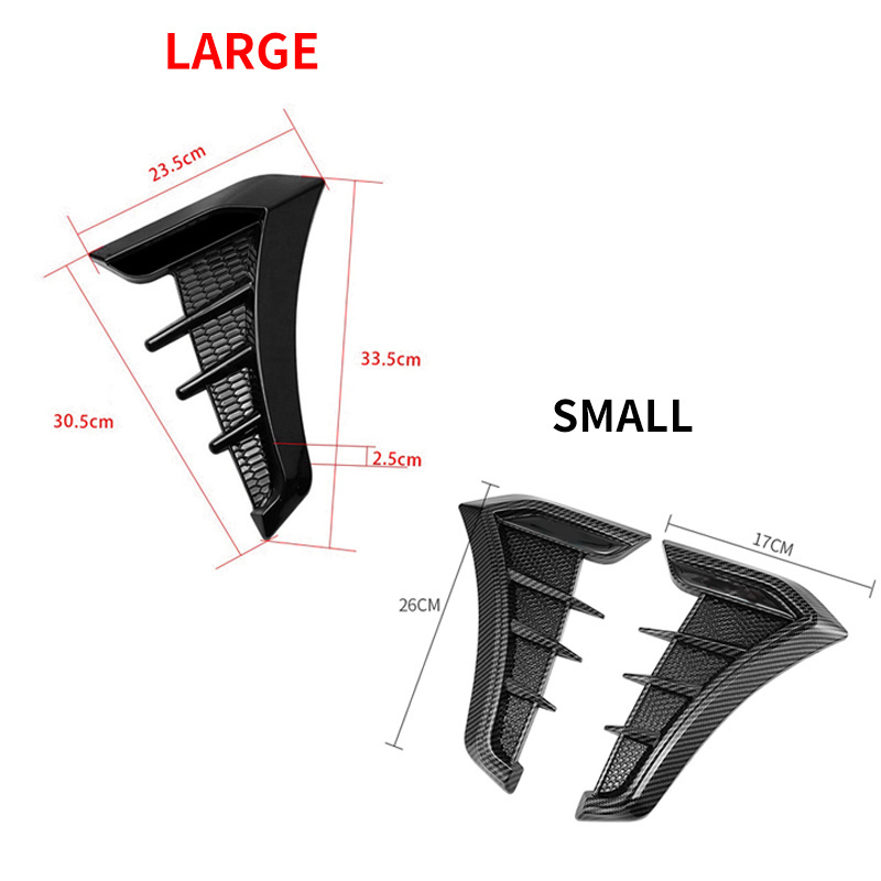 Universal Car Shark Side Decor Door Fender Vent Air Wing Cover Gloss Black Carbon Fiber Car Universal Side Wing Cover