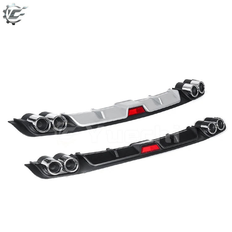 Auto Accessories Car Universal Rear Bumper Diffuser Lip with Exhaust Tip ABS Plastic Black Silver Rear Bumper Lip Diffuser