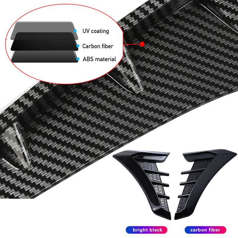 Universal Car Shark Side Decor Door Fender Vent Air Wing Cover Gloss Black Carbon Fiber Car Universal Side Wing Cover