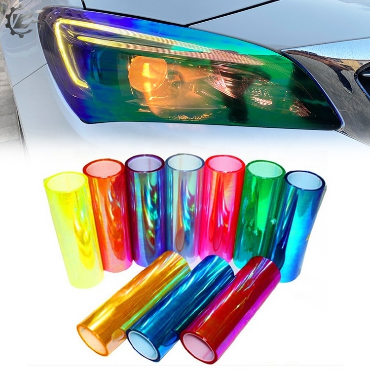 2021 new design photochromic  Chameleon Car Head Light LED Lamp Film Rainbow Vinyl Roll Transparent Car Lamp Headlight Tint Film