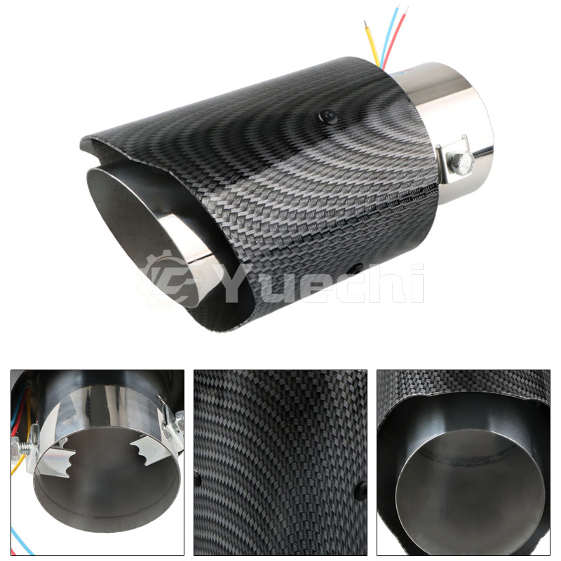 Universal Car Carbon Fiber Luminous Exhaust Tips Red Blue Light Car Led Muffler Exhaust Pipe Tip