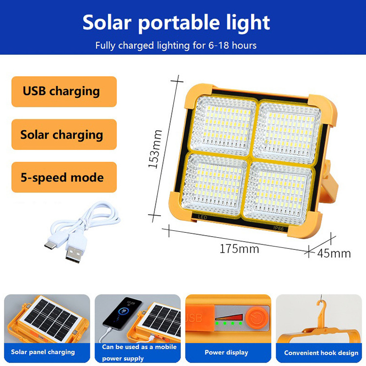 High Lumen Outdoor Dimmable Waterproof IP67 Remote Control 100w 200w 400w 600w 800w 1000w Portable LED Solar Flood Lights