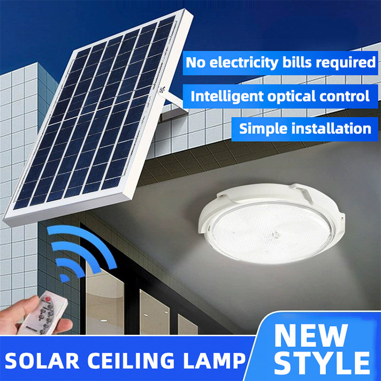 Hot Sale Balcony Indoor Waterproof Ip65 Solar Ceiling Lamp 25w 50w 100w 200w 300w 500w Modern Round Led Solar Ceiling Light