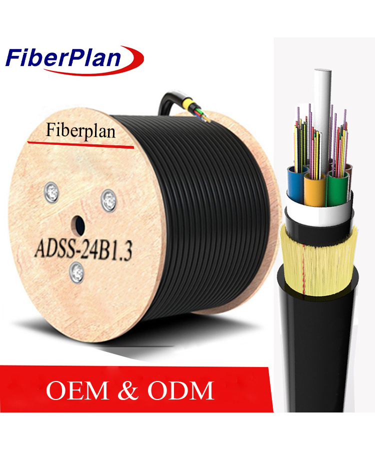 Fiberplan ADSS fiber optic cable 2 4 6 8 12 24 48 72 96 core adss aerial cable 1 km price om1 aerial fiber cable