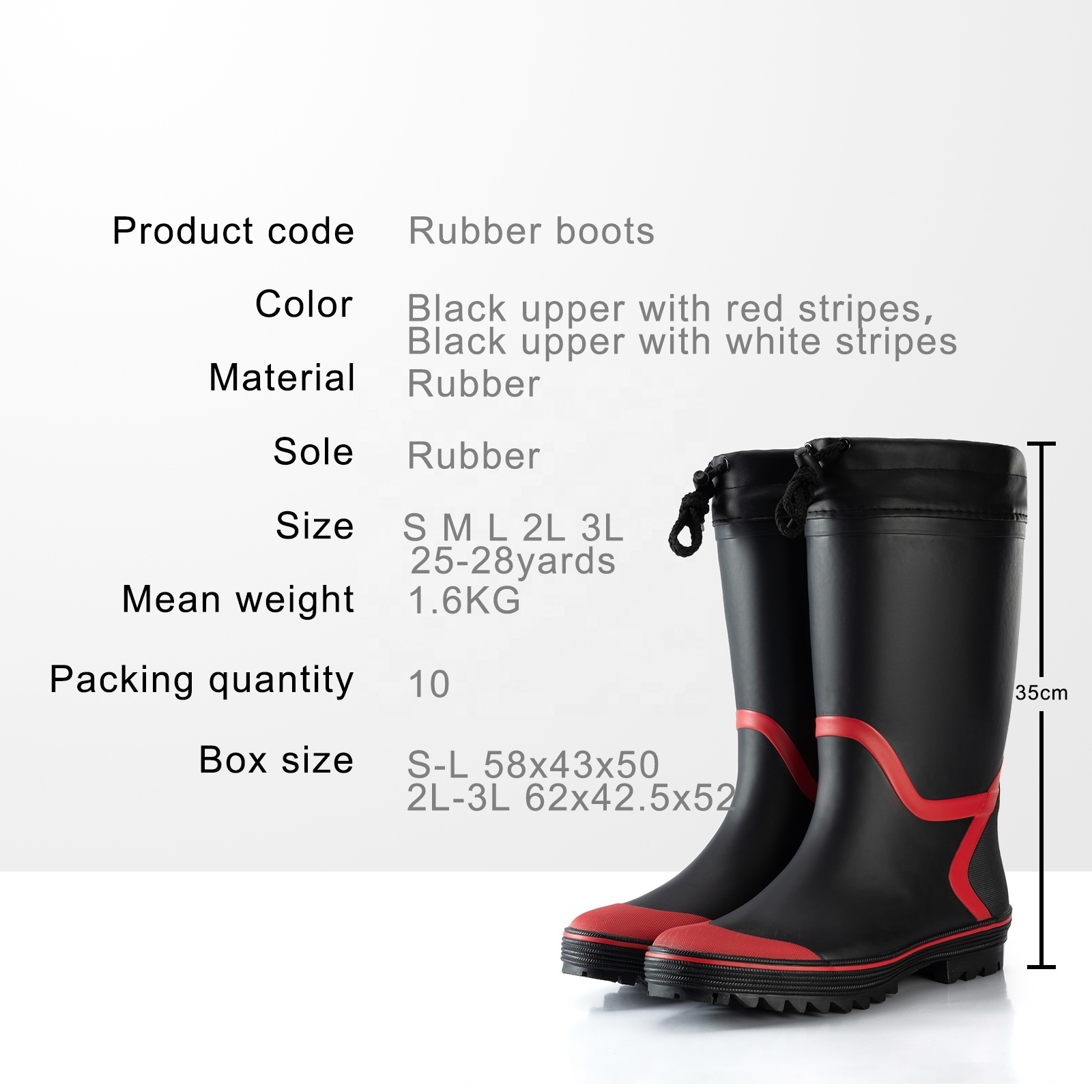 Adult Men Rubber Anti-slip Soft Work Rain Boots