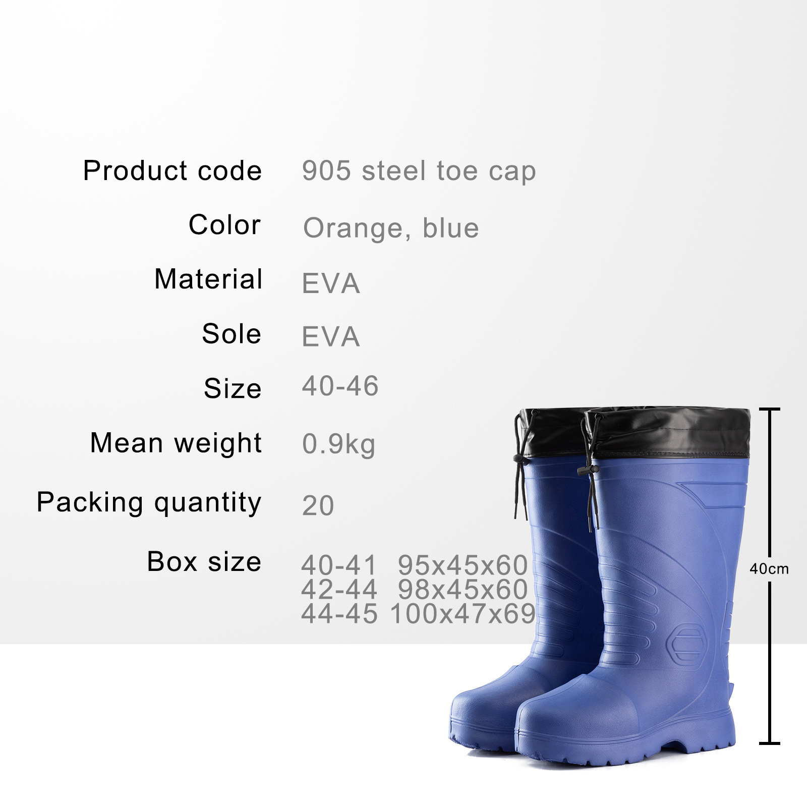 Men EVA Lightweight Steel Toe Safety Cotton Rain boots