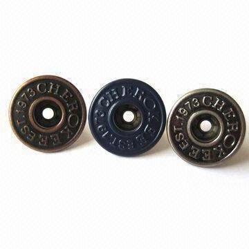 Custom Engraved Logo Factory Metal Brass Push Button Switch Embellished Fabric Remove Metal Buttons With Double Pin For Jeans