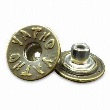 Custom Engraved Logo Factory Metal Brass Push Button Switch Embellished Fabric Remove Metal Buttons With Double Pin For Jeans