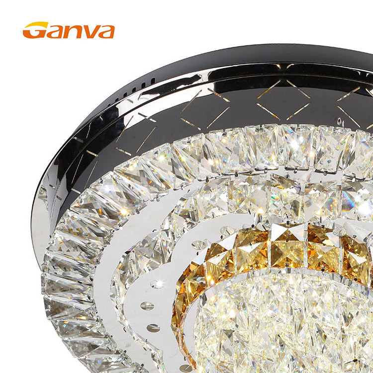 Ganva Luxury Interior Decorations Plafon Round LED Crystal Ceiling Light