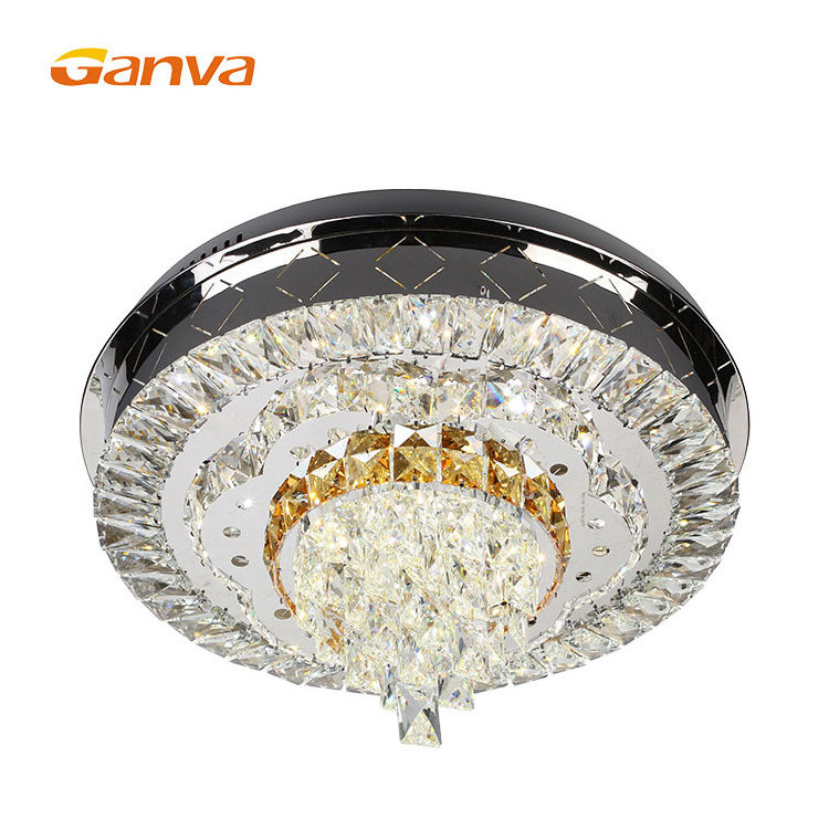 Ganva Luxury Interior Decorations Plafon Round LED Crystal Ceiling Light