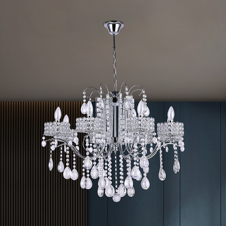 Classical Chrome Luxury Crystal Indoor Bedroom Stair Modern Design Chandelier Pendant Light