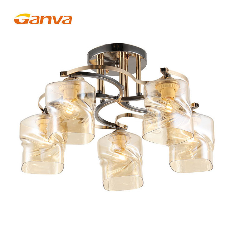 Top Selling Product Modern Luxury Industrial Kids Room Glass 5 Lights Ceiling Pendant Light