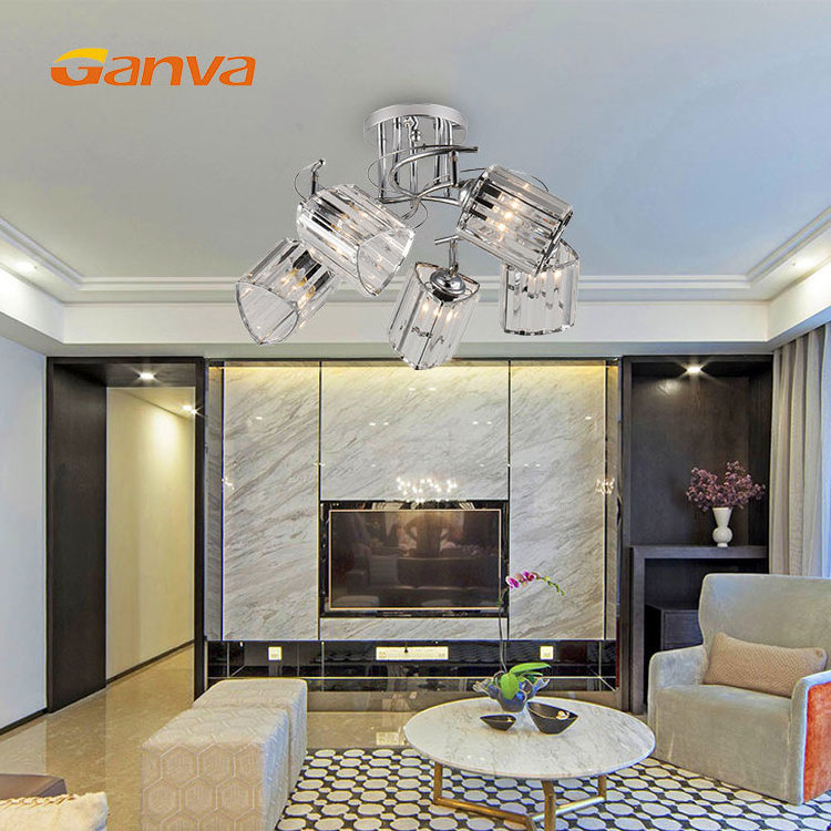 Good Quality Indoor Decorative Lighting Flush Mount Hotel Dining Room Iron Crystal Chandelier Ceiling Light