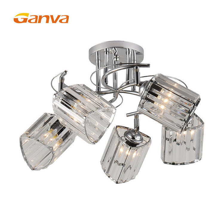 Good Quality Indoor Decorative Lighting Flush Mount Hotel Dining Room Iron Crystal Chandelier Ceiling Light